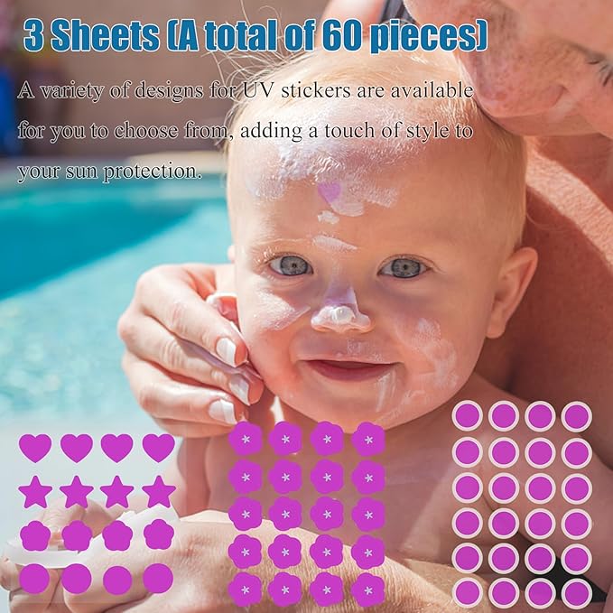 Sunscreen Applicator Kit, Sunscreen Roller Applicator with 3 Sheets UV Detection Stickers for Sunscreen, Beach Essentials for Family, Travel, Camping
