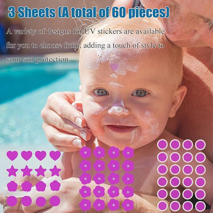 Sunscreen Applicator Kit, Sunscreen Roller Applicator with 3 Sheets UV Detection Stickers for Sunscreen, Beach Essentials for Family, Travel, Camping