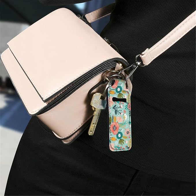 Horeset Women's Chapstick Holder Keychain Slim Simple Lipstick Gloss