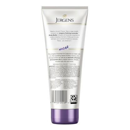Jergens Lavender Body Butter Hand and Body Lotion, Moisturizer for Women, with Essential Oils for Indulgent Moisturization, 7 Oz, Pack of 3