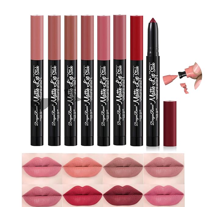 8 Colors Matte Lipstick Pen Set, Waterproof Velvet Long
