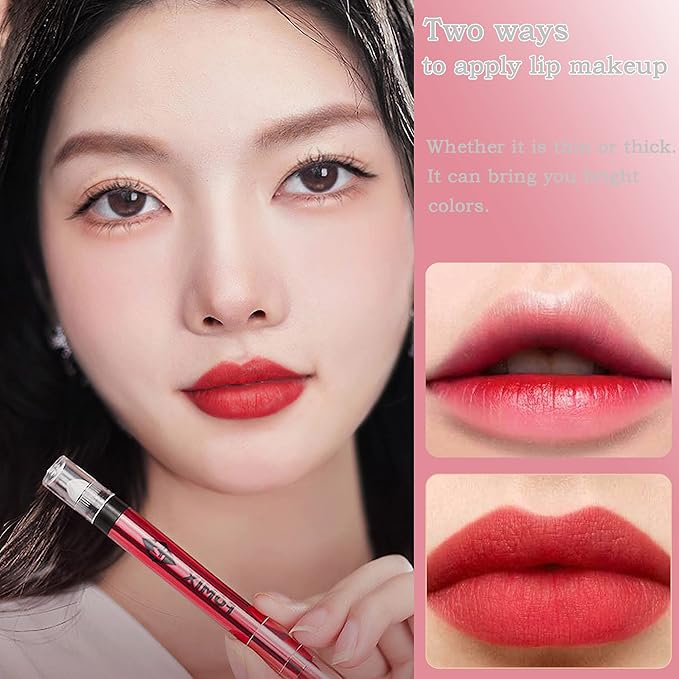Velvet Matte Lipstick Stick with Brush-2 in 1 Long