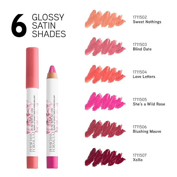 Physicians Formula Rosé Kiss All Day Glossy Lipstick Lip Color Makeup, Red Xoxo | Dermatologist Tested, Clinicially Tested
