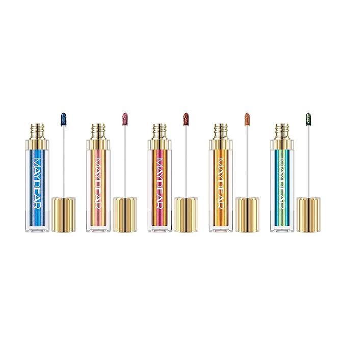 Maydear Chameleon Lipstick for Women, Multichrome Lip Stick Set Color Changing Blue Gold Green Pink Lipstick Makeup Kit Long Lasting Metallic Lip Gloss for Girls