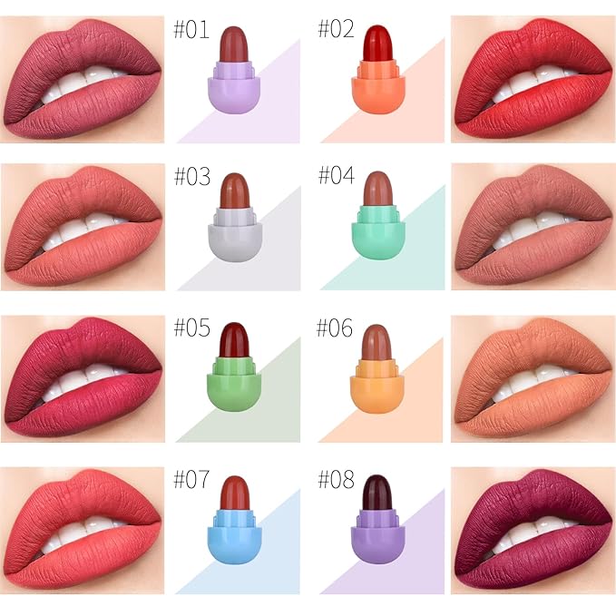 8 Color Mini Matte Lipstick,Mini Capsule Tubes,Lipstick Capsules, Long
