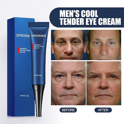 AKARY Awaken Peptide Depuffing Eye Gel, OPENEYES Lifts Firming Eye Tightener, Men's Moisturizing Eye Cream Hydrating Eye Gel Smooths Under Eyes for Dark Circles, Puffiness, Fine Lines, and Bags
