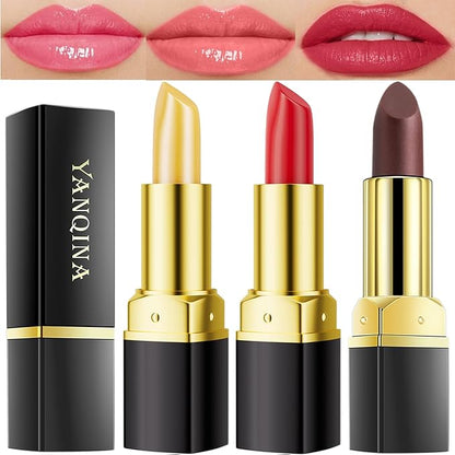 Jeffbaubl 3 Pcs Lip Balm Lipstick, YACAISI Color Changing