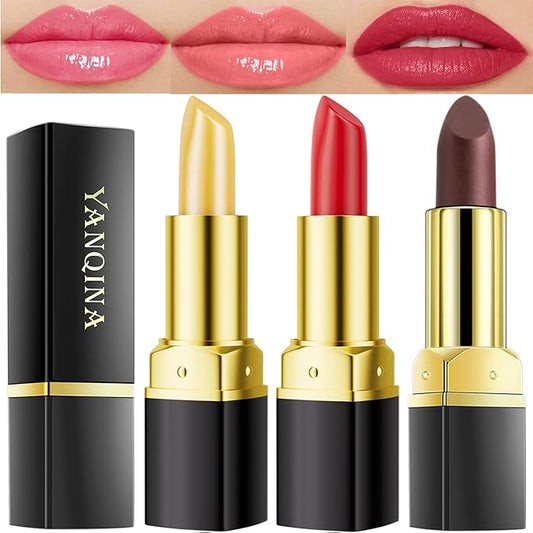 Jeffbaubl 3 Pcs Lip Balm Lipstick, YACAISI Color Changing