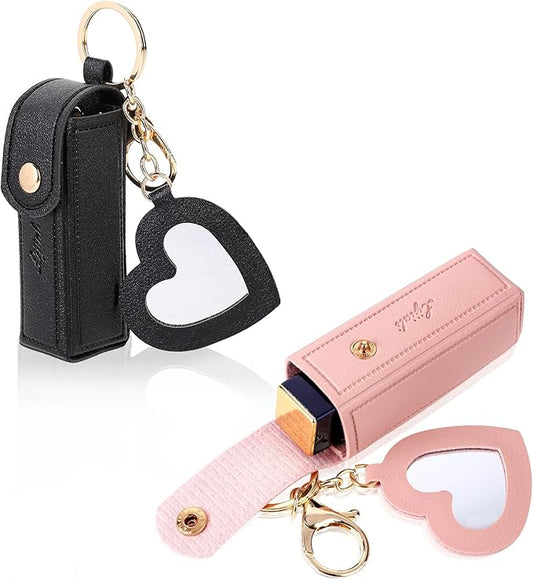 2 PCS Lipstick Holder Keychain Chapstick Holder Lip Keyring