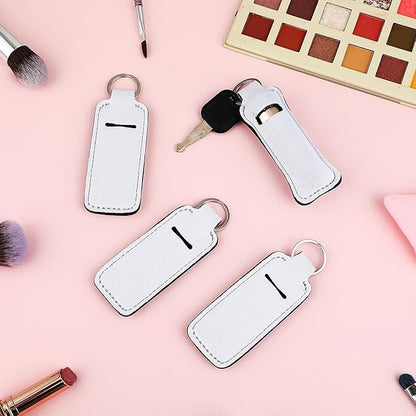 20 Pieces Sublimation Chapstick Holder, Sublimation Keychain Blanks, Ring