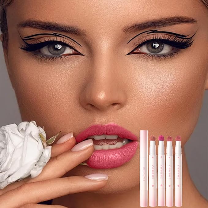 Matte Air Cushion Lipstick, Beauty Wand Lip Cream, Lip Glaze Korean Lipcolor Tinted Lip Gloss, Non-stick cup, Quick-drying, Cheeky Finish (04 So Peach)