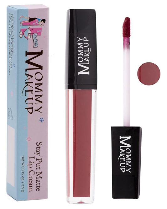 Mommy Makeup Stay Put Matte Lip Cream | Kiss Proof Lipstick in Harlow (A Bordeaux Red) Transfer Proof, Smudge Proof, Waterproof, Non Drying, Long Wear Lipstick