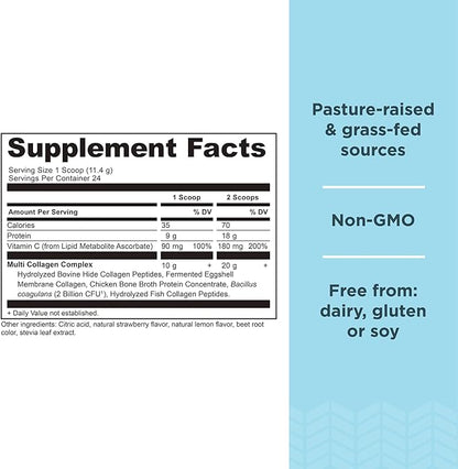 Ancient Nutrition Organic Supergreens Powder, Greens Flavor, 25 Servings + Multi Collagen Protein Powder, Strawberry Lemonade, 24 Servings