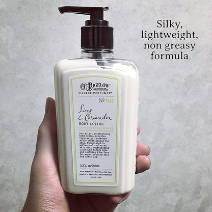 C.O. Bigelow Lime Coriander Body Lotion for Women and Men, Village Perfumer Lotion with Olive Oil, Borage Oil, and Aloe Vera Concentrate, 10 fl oz