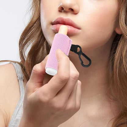 Lip Balm Holder, 4Pcs Chapstick Holder with Clip On for Backpacks, Elastic Lipstick Sleeve Holder Gifts for Friends Women Girls Boys Man