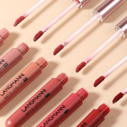 6 PCS Matte Liquid Lipstick Set, Velvet Muddy Burgundy