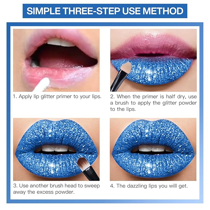 4 Colors Glitter Lip Kit, Shiny Diamond Glitter