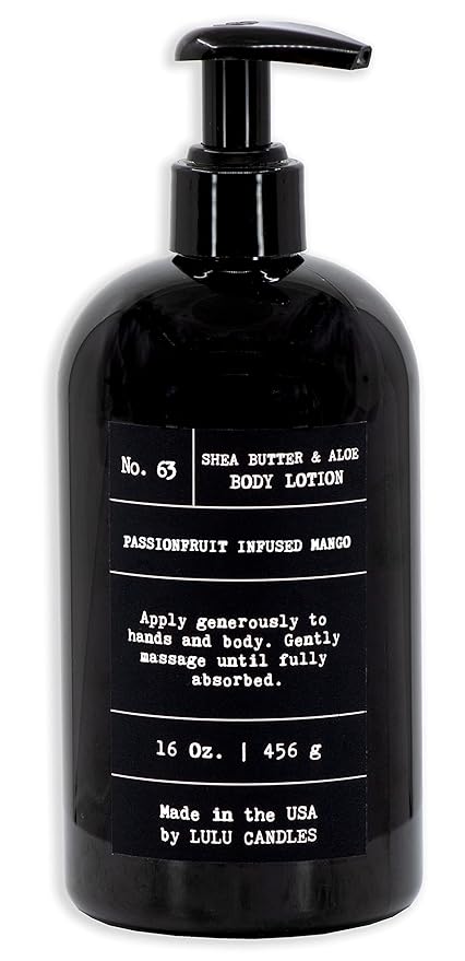 Lulu Candles | Passionfruit Infused Mango | Moisturizing Body Lotion | Soothing Shea Butter & Aloe | Gentle Lotion Nourishes Dry Skin With Moisture, No Paraben, Dye Free, Non-Greasy - 16 Fl. Oz.