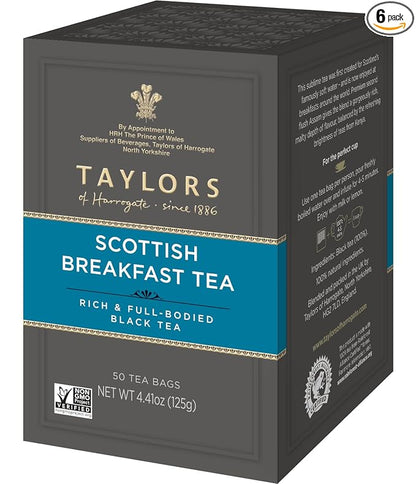 Taylors of Harrogate Scottish Breakfast, 50 Teabags (Pack of 6)