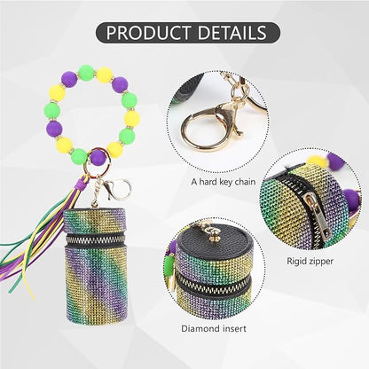 Lipstick Keychain, Leather Diamond Lip Gloss Holder, Stylish Gloss