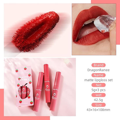 3 Piece Nude Matte Lipstick Set,Natural Nude Lipstick Velvet Air Moisture Smooth Crayon Lip Stain,Matt e Lipstick 24 Hour SuperstayLong Lasting Waterproof Lip Gloss Lipstick for Women Makeup(Set C)