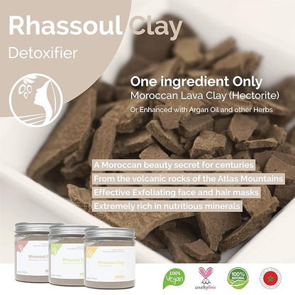 Fatima's Garden Rhassoul Clay with Herbs - Detox Facial Powder, 250g