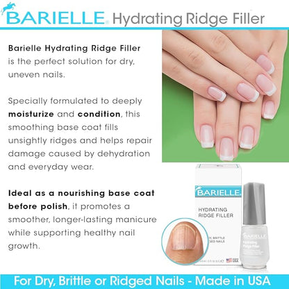 Barielle Brittle or Ridged Nails Filler, Fill and Smooth Unsightly Nail Ridges, For Dry, Enhances Growth, Hydrating and Strengthening, Base Coat 0.5 Ounce