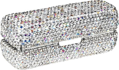Lipstick Case with Mirror, Rhinestone Crystal Lipstick Organizer Organizer