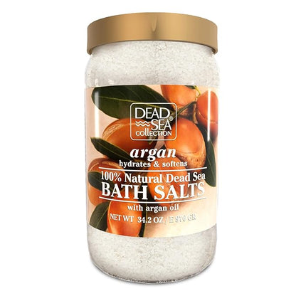 Bundle-Dead Sea Collection Bath Salts Enriched - Argan and Eucalyptus - Natural Salt for Bath - Large 34.2 OZ. - Nourishing Essential Body Care for Soothing and Relaxing Your Skin and Muscle