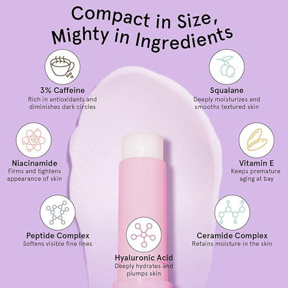 grace & stella Under Eye Brightener Balm Stick - Travel Essentials - Caffeine Eye Cream for Dark Circles, Puffiness, Wrinkles - Vegan Moisturizer Stick with Niacinamide, Hyaluronic Acid (0.13oz/3.5g)