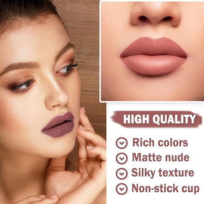 3PCS Nude Lipstick Set Matte Lip Stick Waterproof Long