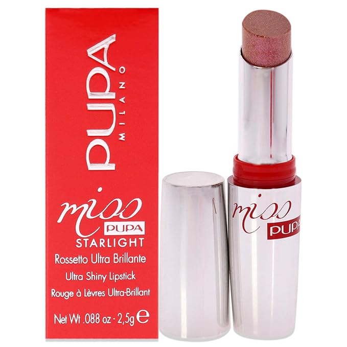 PUPA Milano Miss PUPA Milano Starlight Ultra-Shiny Lipstick - Semi-Transparent Color And Micro Pearls - Balmy Texture -Radiance - Blends Gently On Lips - 700 Charming Charlotte - 0.88 Oz