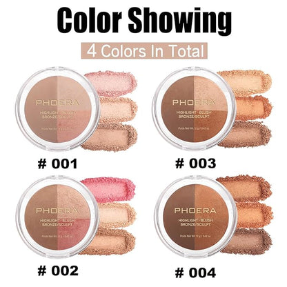 PHOERA Foundation, PHOERA Contour Palette,Shades with Highlighter & #002 Contour/Nude+#002)