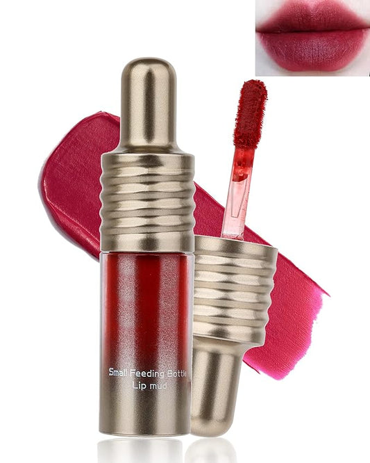 Velvet Lip Mud Tinted, Matte Lip Cream Lip Gloss, Velvet Matte Finish, Blendable High-Pigmentation Silky Creamy Texture, Lightweight, Soft, Moisturizing, Korean Lipstick Makeup Gift for Women Girl-#06