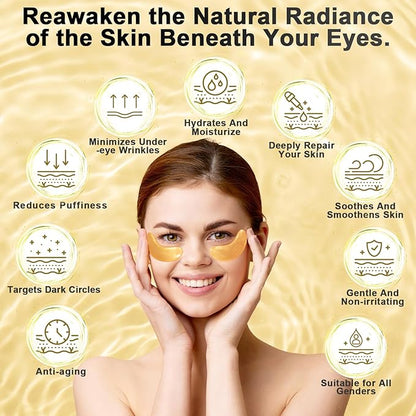 Under Eye Patches (24 Pairs) - 24K Gold Eye Masks Enriched with Abundant Collagen | Diminish Dark Circles and Puffiness | Anti-Aging, Smooth Fine Line, Nourish Skin - Gifts for Women Skin Care
