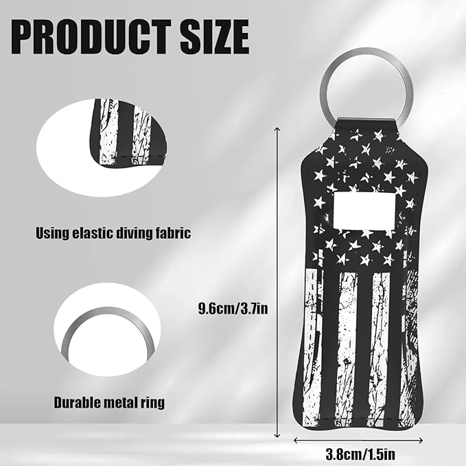 Black American Flag Chapstick Holder Keychain, Portable Lip Flag