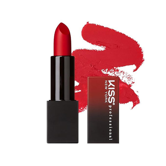 KISS NEW YORK Professional Rich Pigmented Lipstick, Smooth&Creamy Satin Finish, Long Lasting, Infused with Shea Butter and Vitamin E (Ruby Lust)