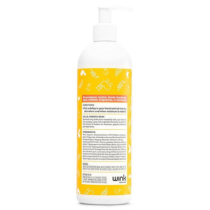 Wink Well Llama Baby Lotion for Kids- Gentle Baby Moisturizer for Calming Dry Skin-For Sensitive Skin Free of Parabens, Chemicals, Dyes and Fragrances- 14 Oz