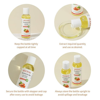 Turmeric Oil Organic Body Oil for Skin,Turmeric Essential Oil Massage Oil for Body and Face, Dark Spots, Ance, Hair Care, Moisturize Hydrating Turmeric Body Oil After Shower(100ml) Christmas Gifts