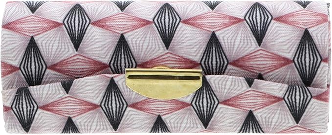 Motique Accessories Diamond Pattererned Fabric Lipstick Case with Mirror for Purse-Mauve
