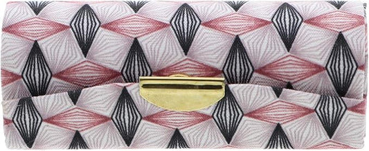 Motique Accessories Diamond Pattererned Fabric Lipstick Case with Mirror for Purse-Mauve