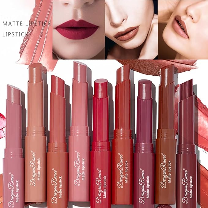 3 Colors Red Tube Lipstick, Cigarette Lipstick Set, Labiales Mate Velvet Lipstick Moisturizer & Smooth, Long Lasting 24 Hours Waterproof (Set B)
