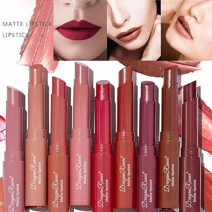 3 Colors Red Tube Lipstick, Cigarette Lipstick Set, Labiales Mate Velvet Lipstick Moisturizer & Smooth, Long Lasting 24 Hours Waterproof (Set B)
