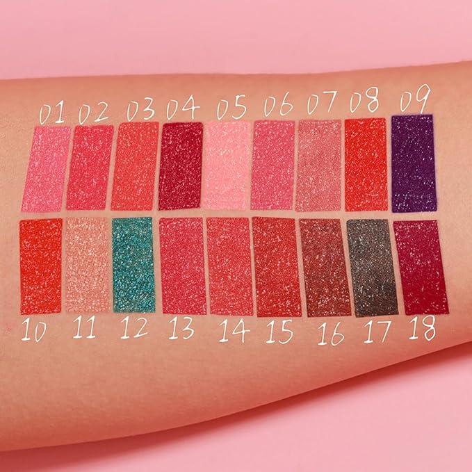 MAEPEOR Glitter Lipstick Set 5 Colors Non-Stick Cup Glitter