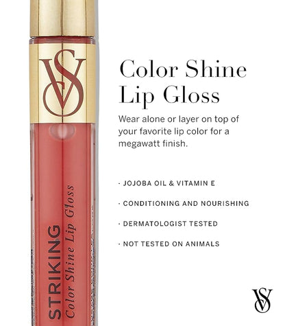 Victoria's Secret Color Shine Lip Gloss in Striking, Nourishing Lip Gloss for Women with Jojoba Oil & Vitamin E, Color Gloss