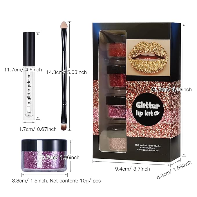MAEPEOR Glitter Lip Kit 4 Colors Diamond Metallic Glitter