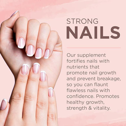 Hair Skin and Nails Vitamins – 5000mcg Biotin with Vitamin C, E, Collagen, Hyaluronic Acid, Argan & Coconut Oil – Luscious Hair Growth & Radiant Skin Supplement for Women – 60 Softgels