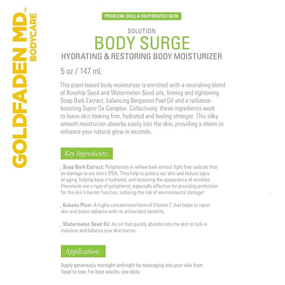 GOLDFADEN MD Body Surge Moisturizer- Body Lotion Nourish & Firm for Radiant, Youthful Glow Smooth Skin Body Moisturizer - Plant-Based & Cruelty-Free