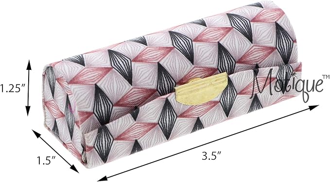 Motique Accessories Diamond Pattererned Fabric Lipstick Case with Mirror for Purse-Mauve