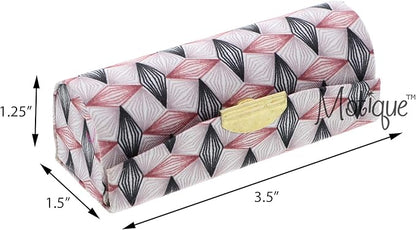 Motique Accessories Diamond Pattererned Fabric Lipstick Case with Mirror for Purse-Mauve